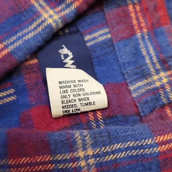 Wrangler Mens Medium Vintage Blue Red Plaid Cotton Collared Button Up Casual - Picture 5 of 7